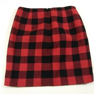 Ralph Lauren Red Black Plaid Wool Skirt Size 0